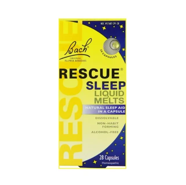 RESCUE REMEDY, NIGHT Liquid Melts, 28 Capsules, All Natural, Flower