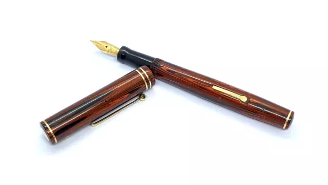 Gorgeous Gold Seal Wahl Pen, Full Size, Woodgrain, Full Flex 14K Fine Nib