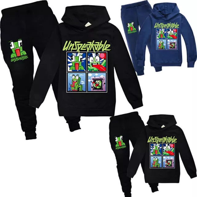 Unspeakable Kids Boys Girls Hoodie Hooded Sweatshirt Tops + Pants Tracksuit Set,