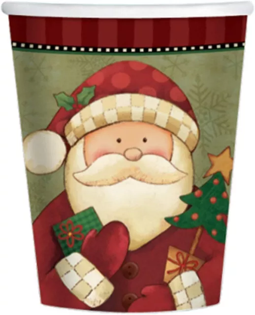 Cozy Santa Claus Classic Winter Christmas Holiday Party 9 oz. Paper Cups