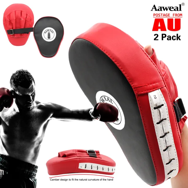 Boxing Curved Focus Pads Hook & Jab-Punch Mitts MMA Thai Kick Pad Training Glove