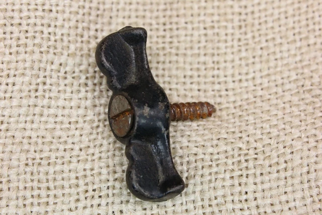 Old Small Bow Tie Turn Button Jelly Cupboard Cabinet 1 7/16” Latch Vintage Iron