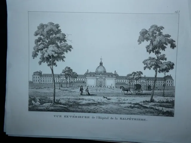 engraving mid-19th century exterior view hospital saltpeter
