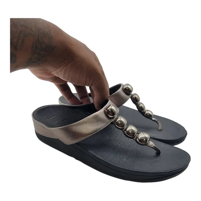 Fitflop Shoes Womens Size 9Flip Flop Sandals Slip On B87-054 Black Metallic