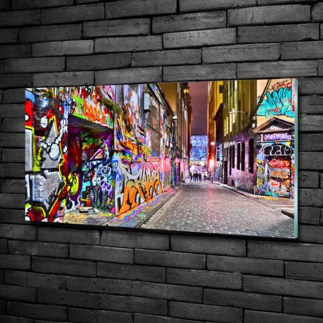 Wandbild Glas-Bild Druck auf Glas 100x50 Deko Kunst Bunte Graffiti