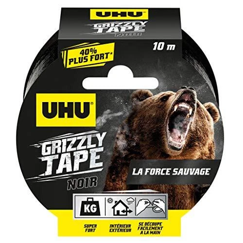 UHU Grizzly tape - Ruban adhésif toilé waterproof pour réparer, consolider, colm