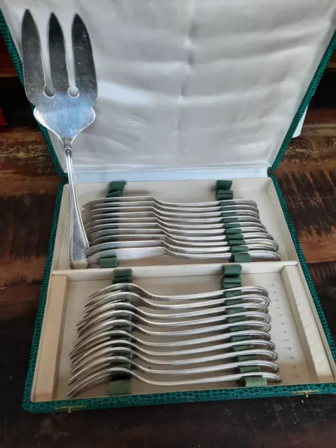 Coffret Sfam Couverts À Poissons Métal Argenté Art Deco