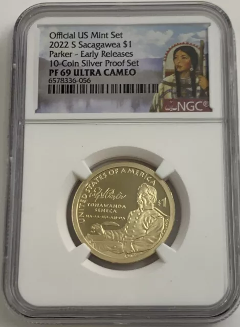 2022 S $1 Ngc Pf69 Ultr Cameo Silver Proof Sacagawea Dollar Parker Early Release