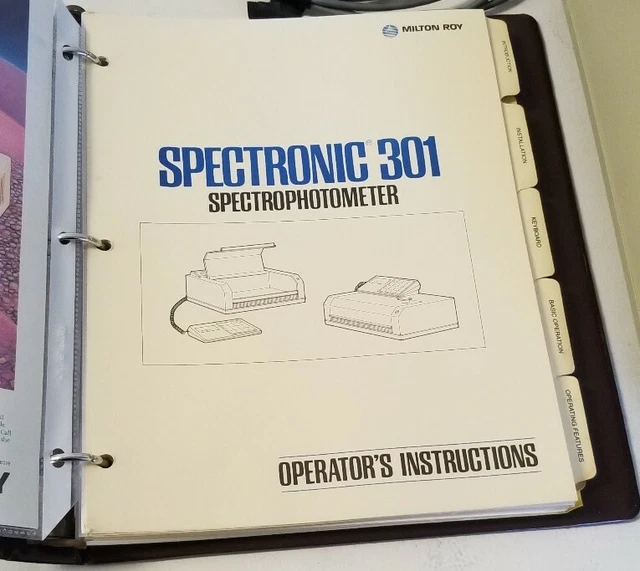 MILTON ROY SPECTRONIC 301 Spectrophotometer Operator's Instruction ...