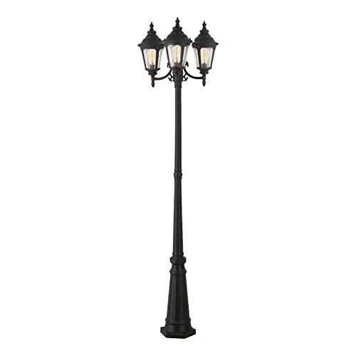 Vintage Outdoor Post Light, 3-Head Street Light Pole Light, Waterproof Cast