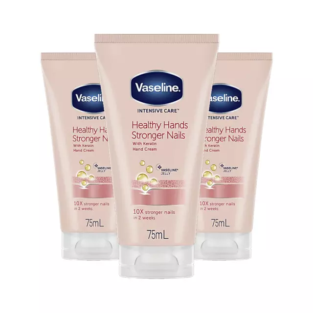 3 x Vaseline Handcreme Gesunde Hände & Starke Nägel jeweils 75ml Handlotion