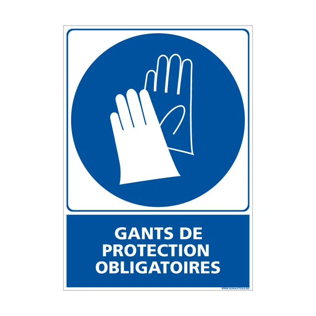 Panneau d'obligation Port de gants de protection obligatoire. Obligation Signali