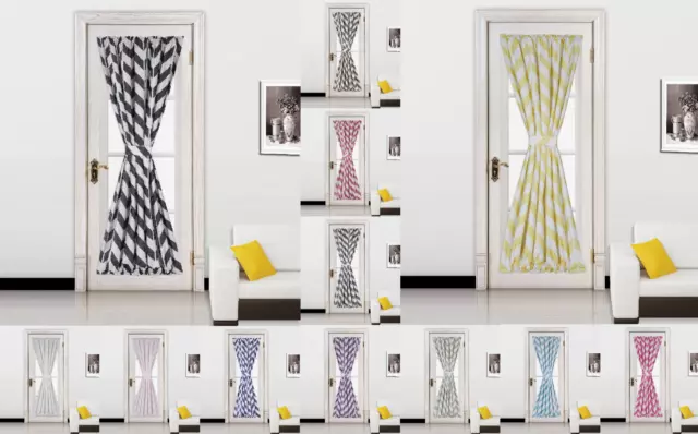 1PC CHEVRON STRIPE BLACKOUT FRENCH DOOR WINDOW PANEL 2 TONE 55"x72" MEME FS
