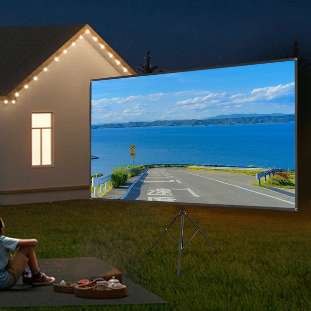 100 INCH PROJECTOR Screen with Tripod, 4K HD 16:9 Projector Screen Home ...