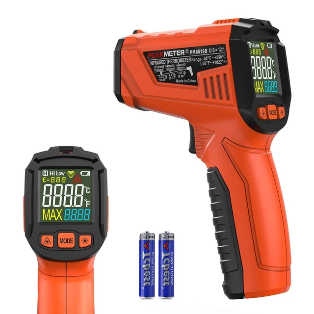 Infrared Thermometer Non-Contact Digital Laser Temperature Gun Color Display ...