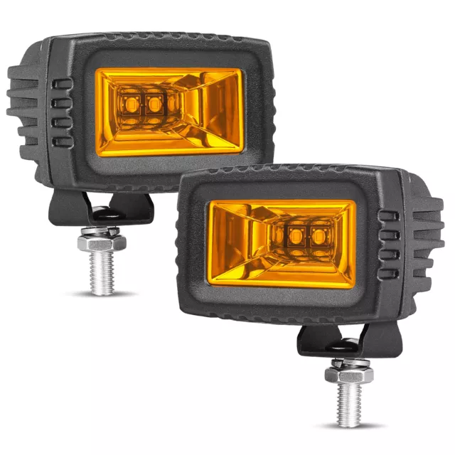 2X 20W Amber LED Cube Flood Pods Light Bar Offroad Lights Driving FOG Ditch Pods