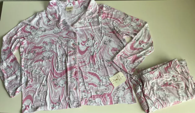 Peanuts SNOOPY Pink Women’s Pajama PJ Set Sz 2X 2PC Pants Long Sleeve Soft NEW