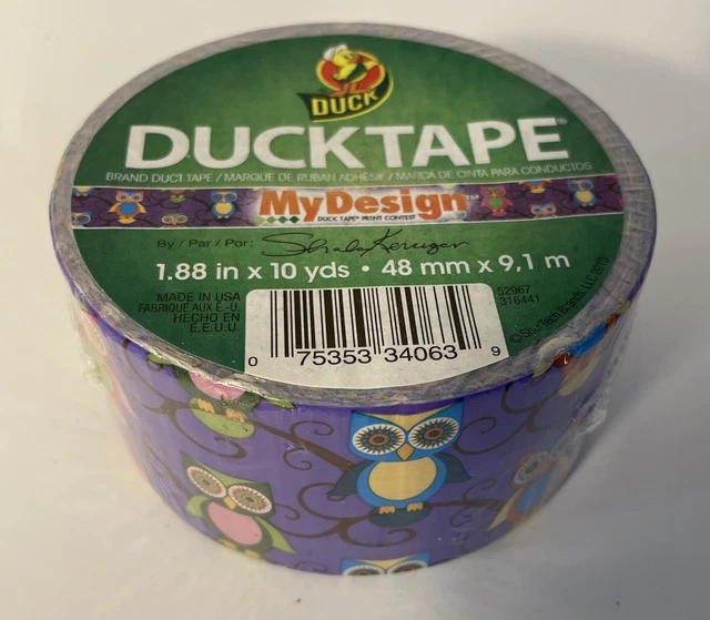 Duck Tape My Design Purple Owls 1.88" x 10 Yards New Craft