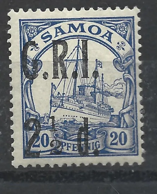 SAMOA 1914 GERMAN COL ISSUE SCARCER 21/2d 0N 20 PF " NO FRACTION BAR" SG 104a