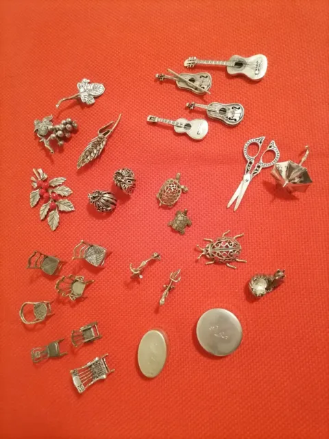 Lotto di 27 Miniature microfusioni in argento 800 vintage Soggetti Vari