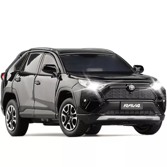 1/32 RAV4 Model Car Diecast Toy Vehicle Gift Toys for Kids Boys with Light Black