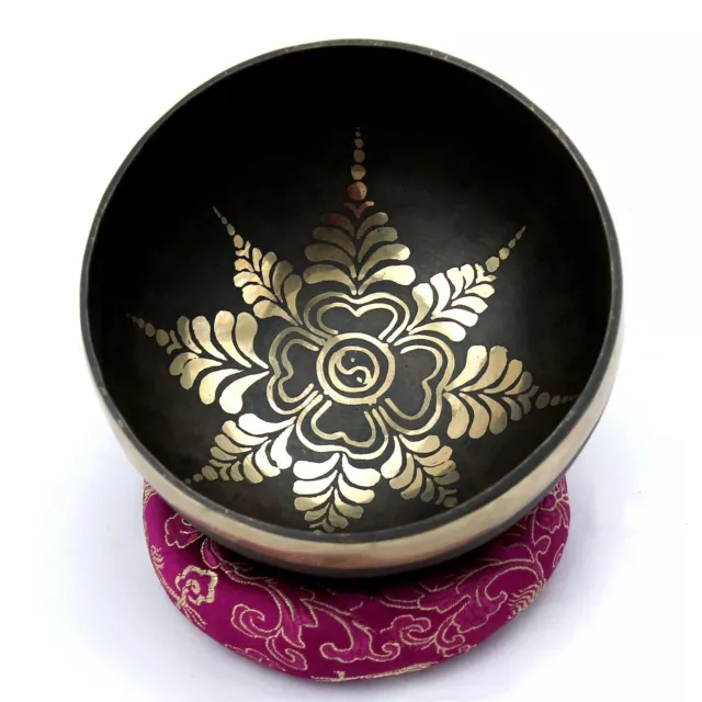 6 inch Flower Carved singing bowl-Etching carving Bowls Best healing palm Size