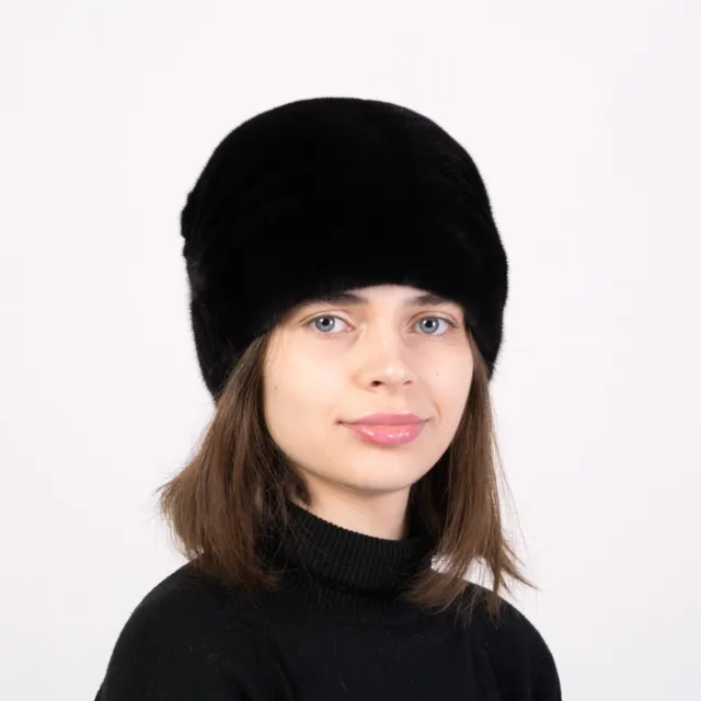 Mink Fur Hat Women's Fashionable Luxury Winter Real Mink Fur Warm Style Fur Hat
