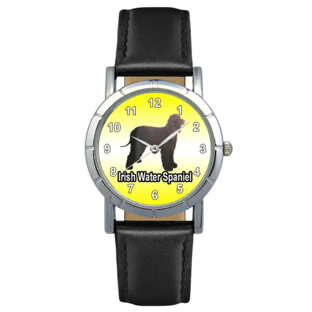 Irish Water Spaniel Dog Mens Ladies Genuine Leather Quartz Wrist Watch SA1130