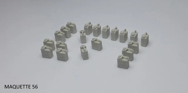 Lot De 20 Jerricans Gris Miniature 1/50 - Décors Maquette Train, Entrepôt, Militaire