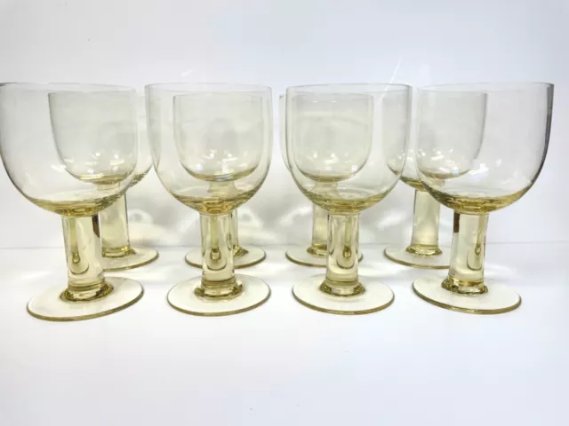 Set of 8 Noritake Novus Citron Yellow Vaseline Wine Glasses 5 7/8" RARE