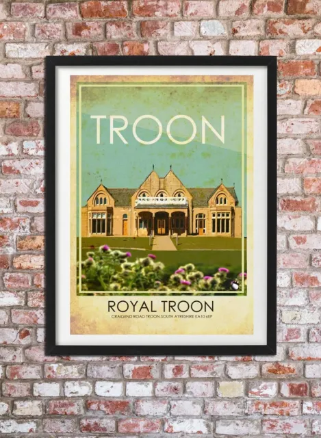 ROYAL TROON COURSE Vintage style A4 Illustrated Art Poster Print