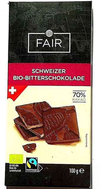 Cioccolato biologico svizzero scuro  8x100g, 70% cacao FAIR 0,8 chilogrammi migliore
