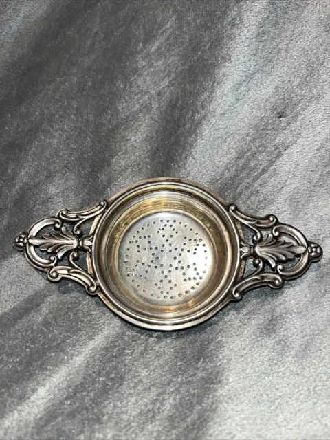 Antique Sterling Silver Art Nouveau Repousse Over Cup Tea Strainer 40g