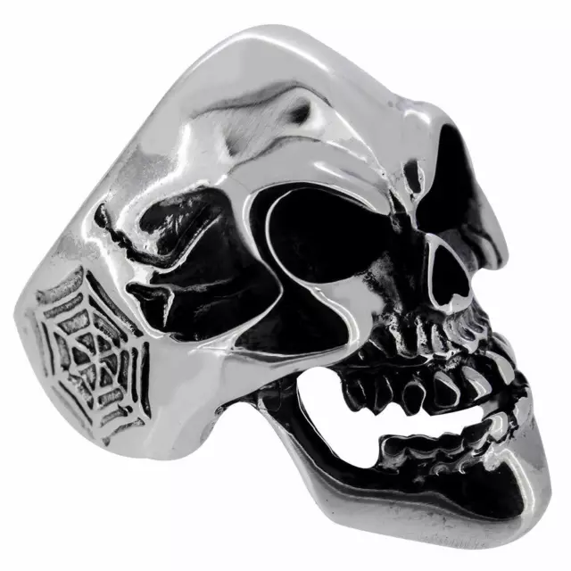 Men's Biker Jewellery 925 Sterling Silver CHUNKY Big Gothic Skeleton Skull Ring