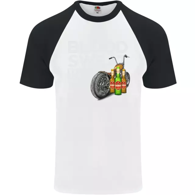 Maglietta da baseball Blood Sweat Bikes & Beer divertente moto da uomo S/S