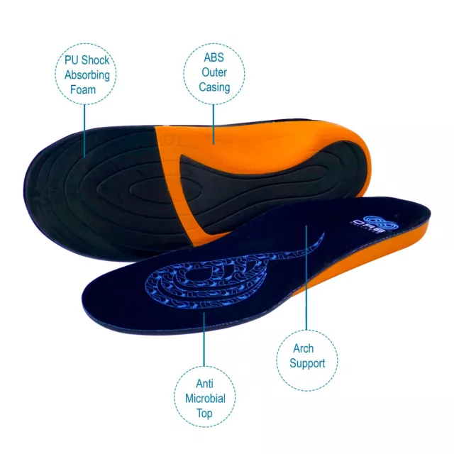 Insoles for Work Boots Shoes Durable Arch Support Heel Pain Plantar Fasciitis UK