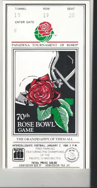 1984 UCLA Illinois Rose Bowl original college football ticket stub