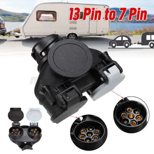 Caravan Electrics Adapter 13 Pin Car Socket To Twin 7 Pin Plug Towing Bar