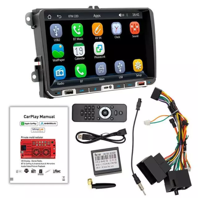 2Din 9"Car Player Bluetooth FM Radio Parts Stereo Touch Screen Wireless Carplay