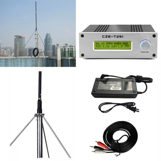 CZE-251 25W Professional Stereo FM Transmitter+AC Power+GP Antenna Adjustable 2