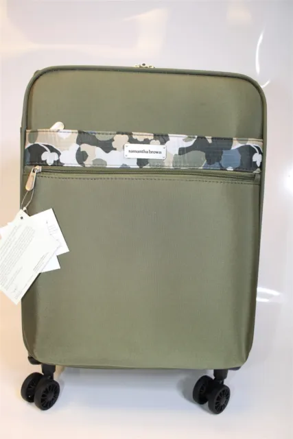 Samantha Brown NEW Olive Geo Camo 2PC Set Carry On/Tote Bag Luggage S7655-35-2PC