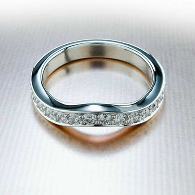 0.57 CT Vrai Diamant Femmes Alliance Fin Poinçonnée 14K or Blanc 7 8 9 