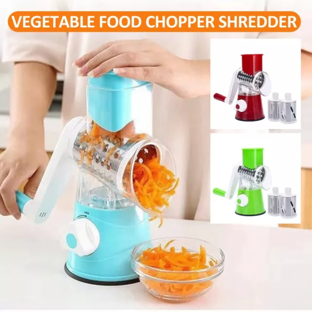 Kitchen Vegetable Food Manual Rotary Drum Grater Chopper Slicer Cutter Shredder