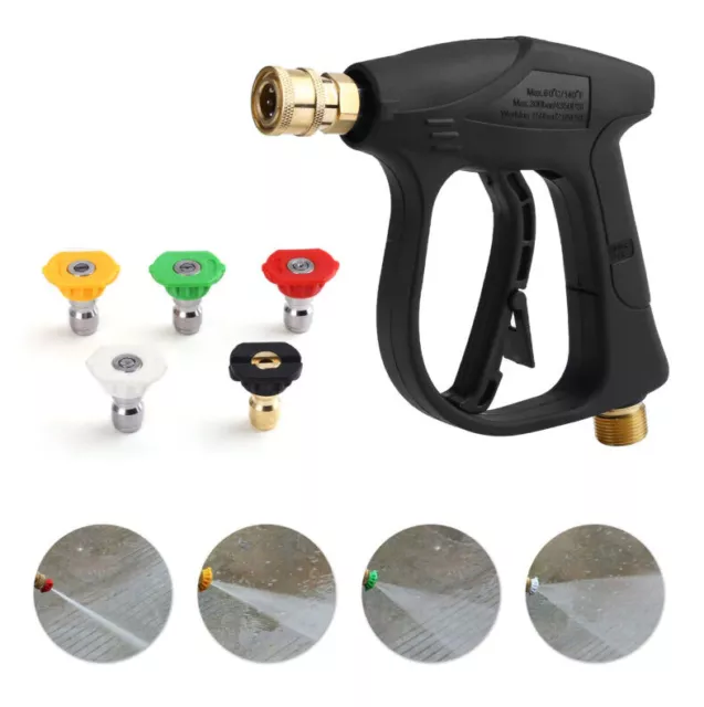 High Pressure 4000PSI Car Power Washer Gun Spray Nozzle and Short Wand Kit