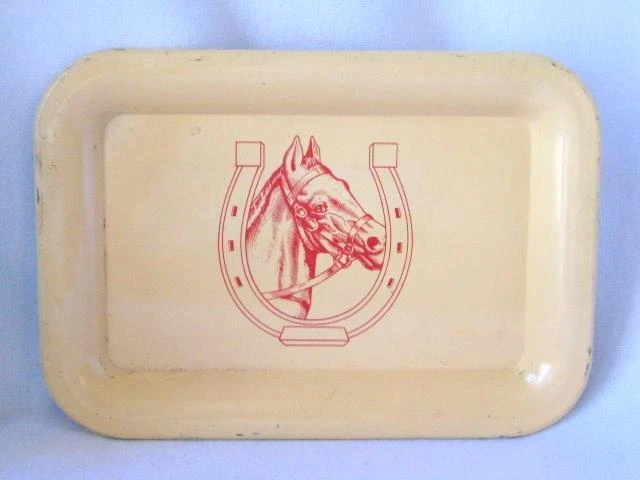 Vintage Metal Trinket Or Tip Tray, Western Americana HORSESHOE & HORSEHEAD
