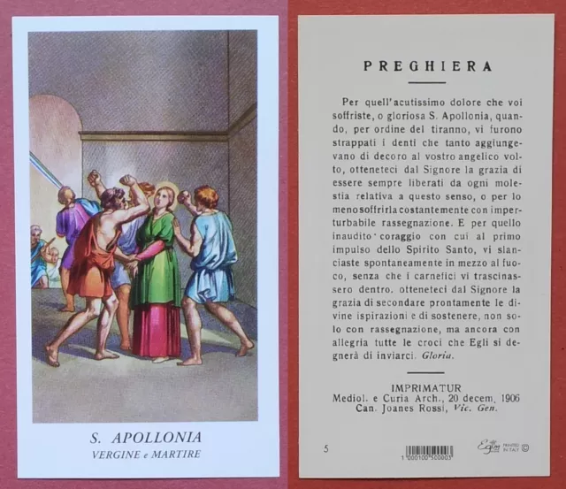 Santino Holy Card: S. Apollonia V. e M. - Ed. EGIM 5