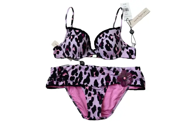 Nanette Lepore  Swimsuit S Greenwich Dreamer Diva Leopard 2 PC Lilac Two New