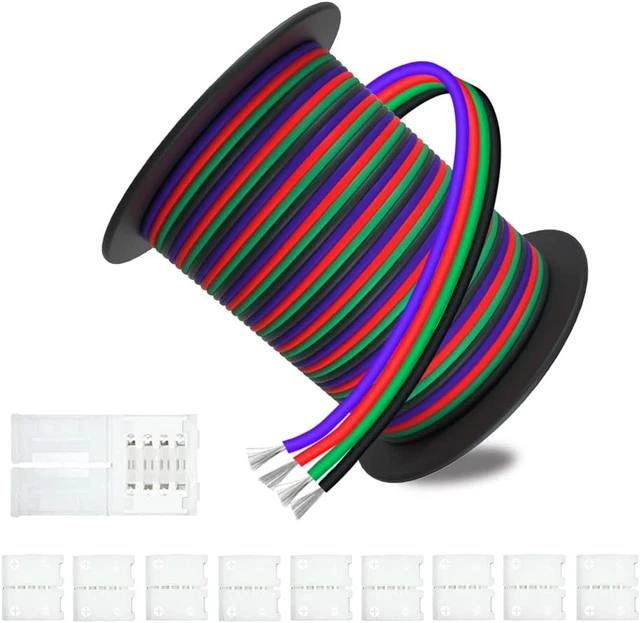 LEADTOPS 100Ft(30M) 22AWG 4Pin LED RGB Extension Cable Wire 22 Gauge 4 Conductor