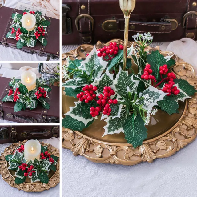 Christmas Wreath Candle Ring Centerpieces Candle Holder Xmas Table Home Decor