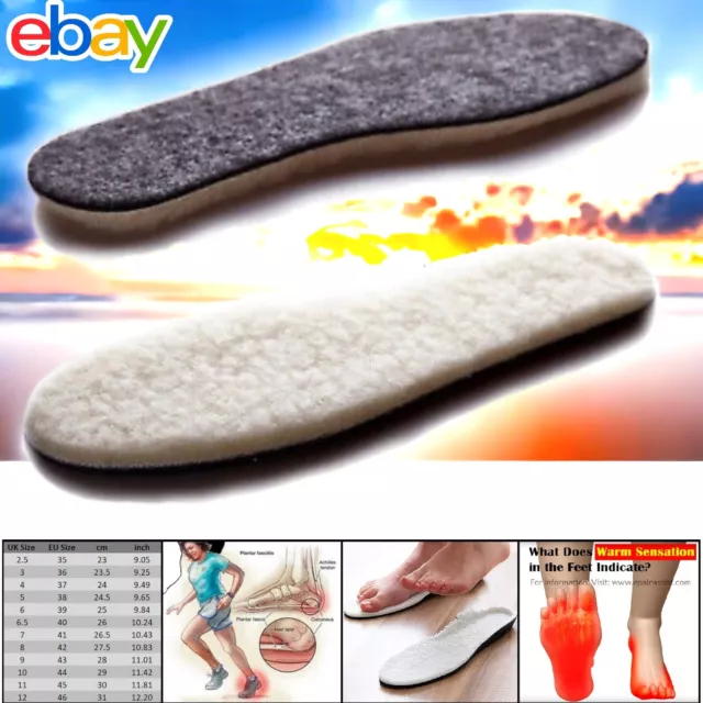 Wool Sheepskin Felt Thick Fluffy Shoes Insoles Boots Inner Soles Unisex